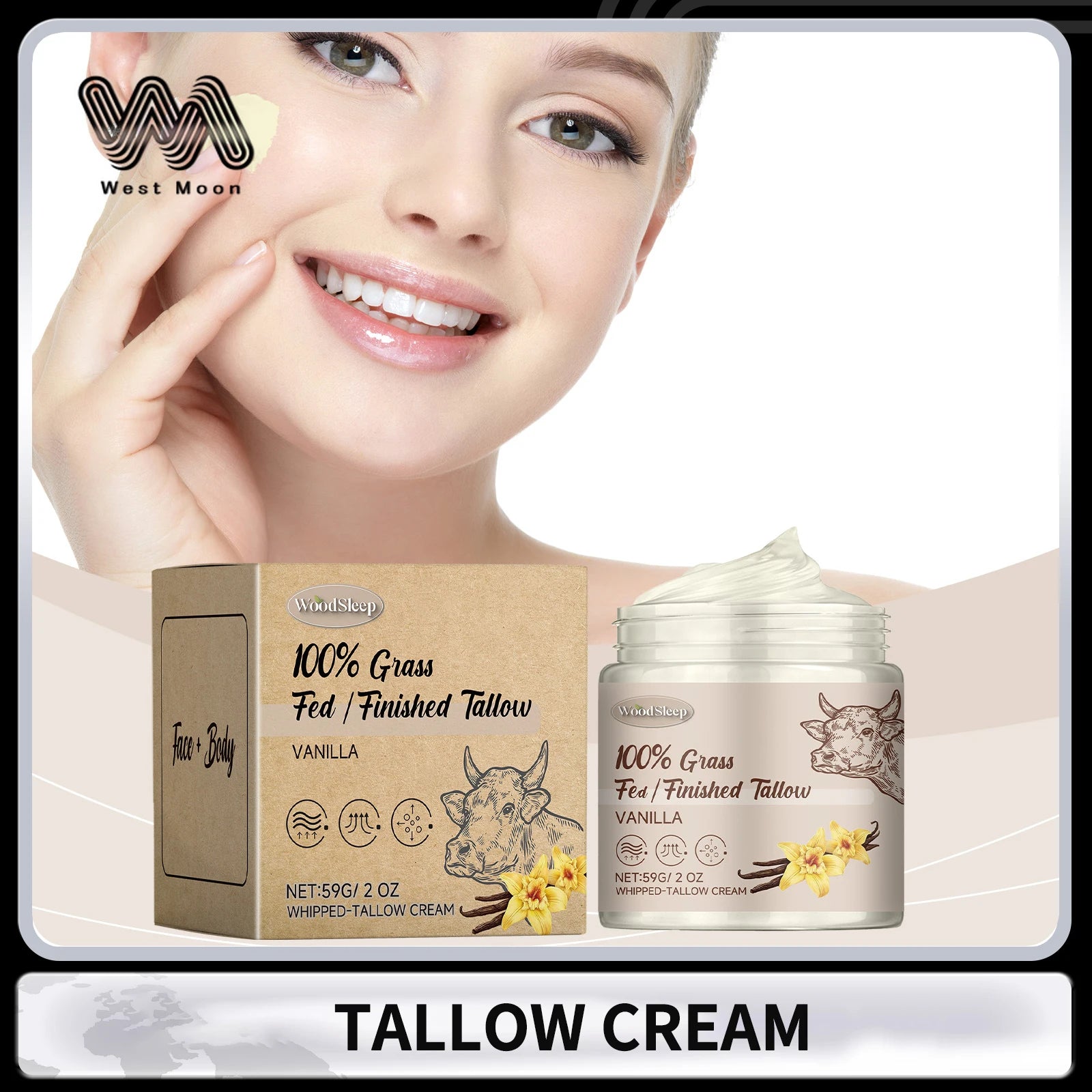 Grass Fed Beef Tallow & Honey Face & Body Balm – 59g