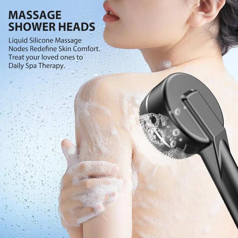 Shower Head 4 Modes Self-cleaning Water Saving Adjustable High Pressure Showerhead Handheld Spray Hangable Bathroom Accessories Oasis Select