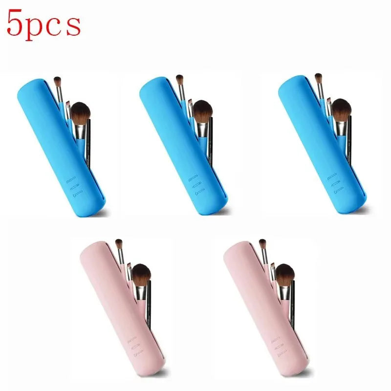 5/3/1Pcs Silicone Makeup Brush Storage Bag Waterproof Makeup Brush Travel Holder Magnetic Portable Cosmetic Bag Multipurpose Oasis Select 5pcs mix 5