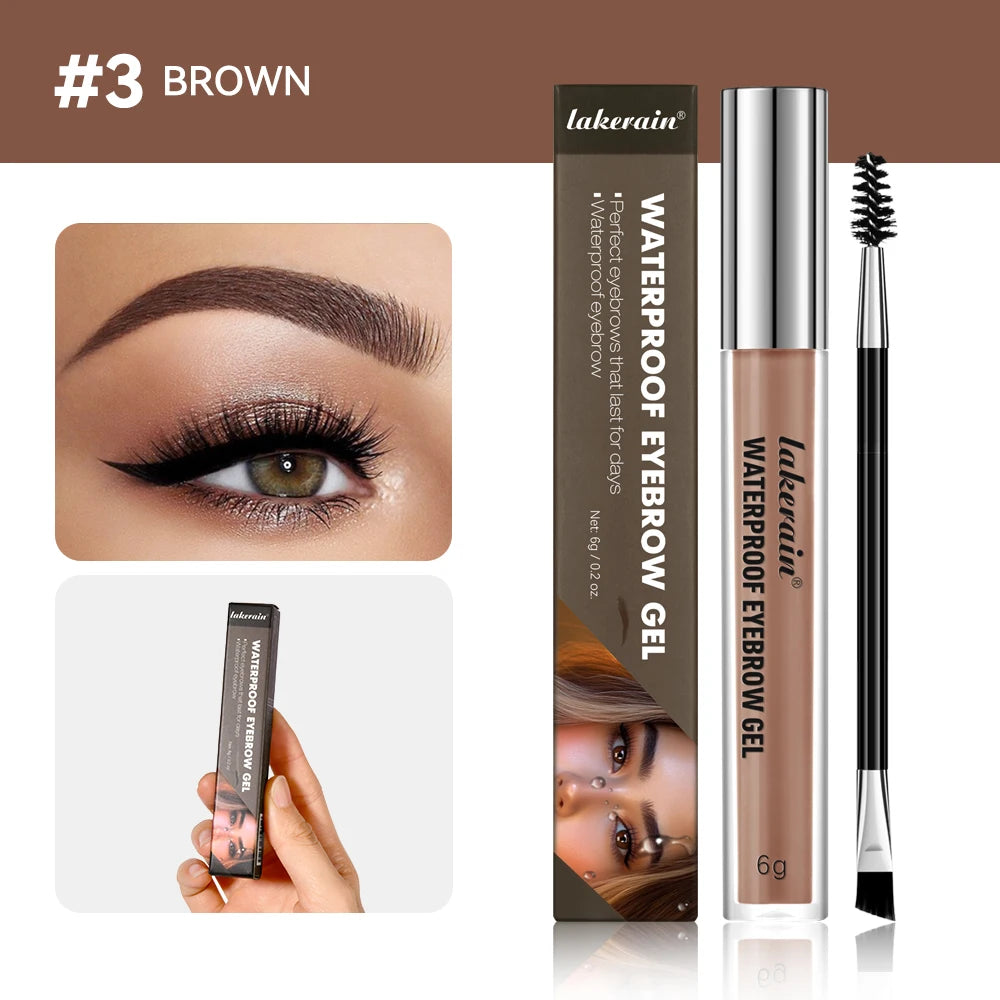 Waterproof Eyebrow Gel Set Sweat-proof Long Lasting High Pigmentation Liquid Eyebrow Tinted Natural Finish Makeup Cosmetics Oasis Select 3 BROWN