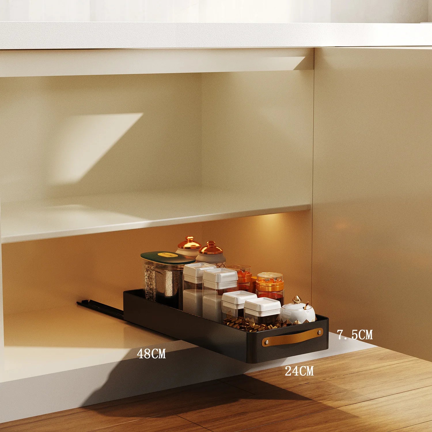 Multi-functional Stainless steel pull-out dish rack, drawer basket in kitchen cabinet Oasis Select Black24-48