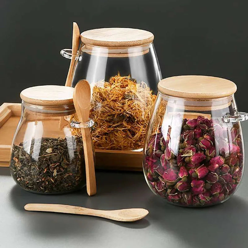 Glass Cups Storage Sealed Jar Overnight Oatmeal Cup Set Meal Prep Containers with Lids and Spoons Salad Bowls, Oatmeal Jars Oasis Select