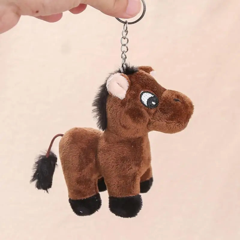 1Pcs Cartoon Pony Pendant Stuffed Animal Horse Plush Toy Key Ring Backpack Ornaments Hanging Decoration Oasis Select