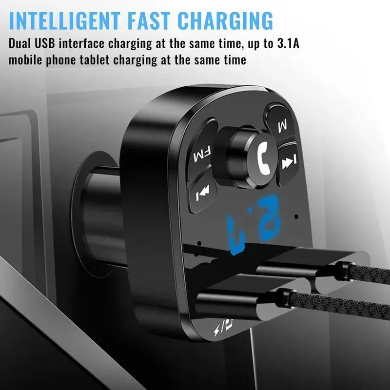 1/2/3/4/5/6pcs Car Bluetooth FM Transmitter Modulator Dual USB Charger Hands-Free Wireless Audio For Car FM Radio Music Player Oasis Select