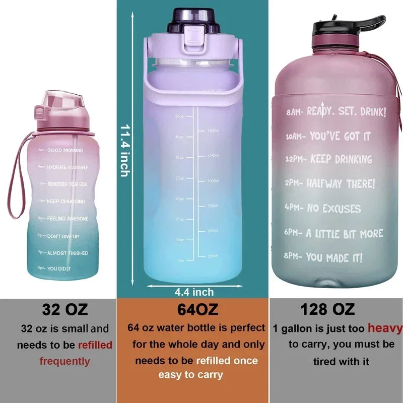 2 Liter Large Capacity Sports Water Bottle Leak Proof Colorful Plastic Cup Drinking Outdoor Travel Portable Gym Fitness Jugs Oasis Select