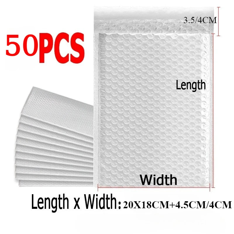 50/10Pcs Plastic Bubble Envelopes Bag Waterproof Foam Adhesive Self Seal Packing Bag Mailers Shipping Envelope Storage Organizer Oasis Select 50PCS-20-20