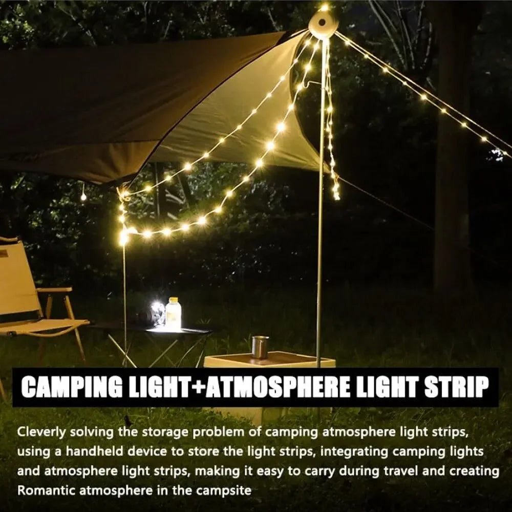 LED Rechargeable Camping Lamp Atmosphere 10M IPX4 Waterproof Recyclable Light Belt Outdoor Garden Decoration Lamp for Tent Room Oasis Select