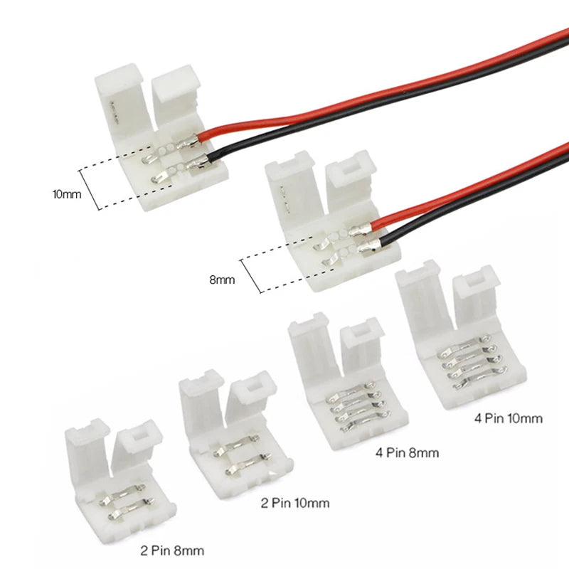 5PCS 10PCS 2Pin 4Pin 8mm 10mm LED Strips Lights Connector Splice Clip For 2835 3528 5050 5630 LED Strip Lamps Bar Connector Oasis Select