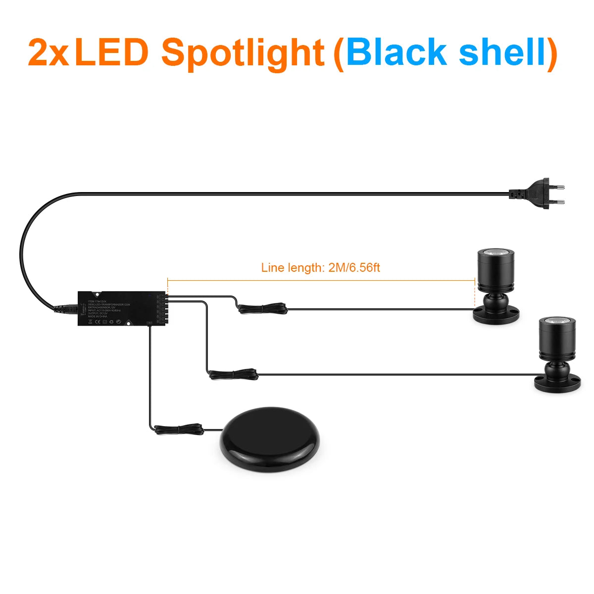 3W 12V Aluminum Dimmable LED Spotlight for Ceiling Light Toy Wine Cooler Display Souvenir Collect Cabinet Shelf,Decorative Lamps Oasis Select 2xSpotlight Black White