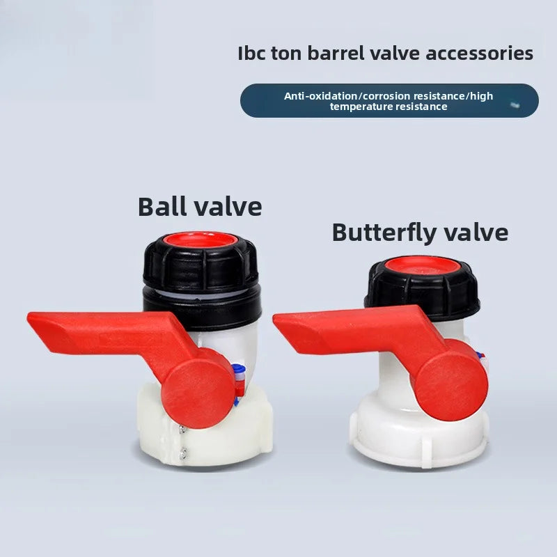 Plastic DN40/DN50 Active/Integrated Garden Butterfly Valve for IBC Water Tank Container 1000L Switch IBC Tank Adapter Oasis Select
