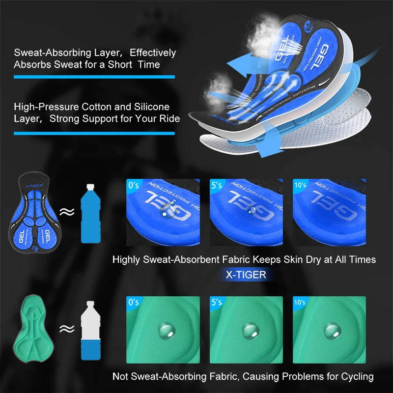 X-TIGER Cycling Shorts Breathable Mesh Cycling Underwear 5D Gel Pad Shockproof MTB Bike Shorts Men Shorts Oasis Select