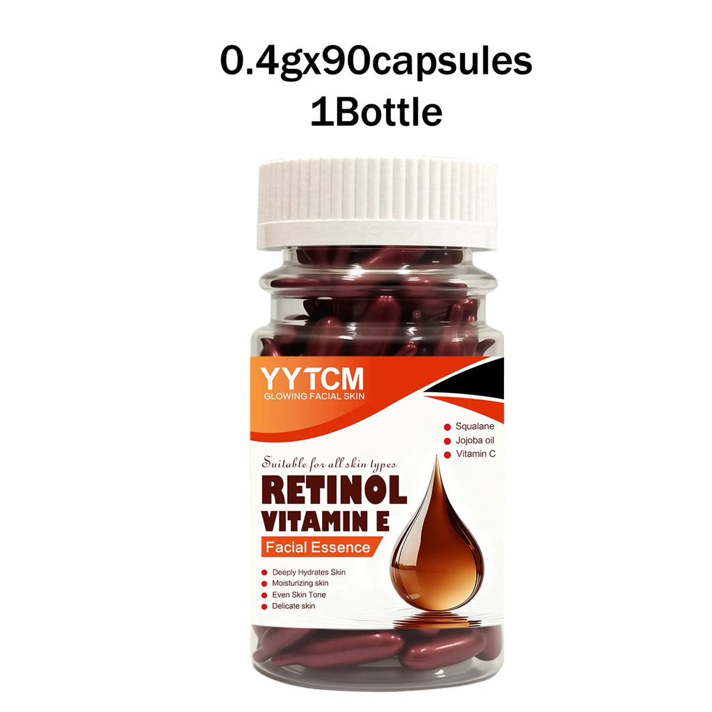 Retinol Vitamin E Deep Moisturizing Capsule Essence, Hydrates, Firms, and Smooths Skin, Contains Plant-Based Squalane, Vitamin C, Deep Moisturizing and Brightening Skin Essence (0.4Gx30 Capsules)/Pack-1 Pack Oasis Select 1 Bottle 90 Capsules