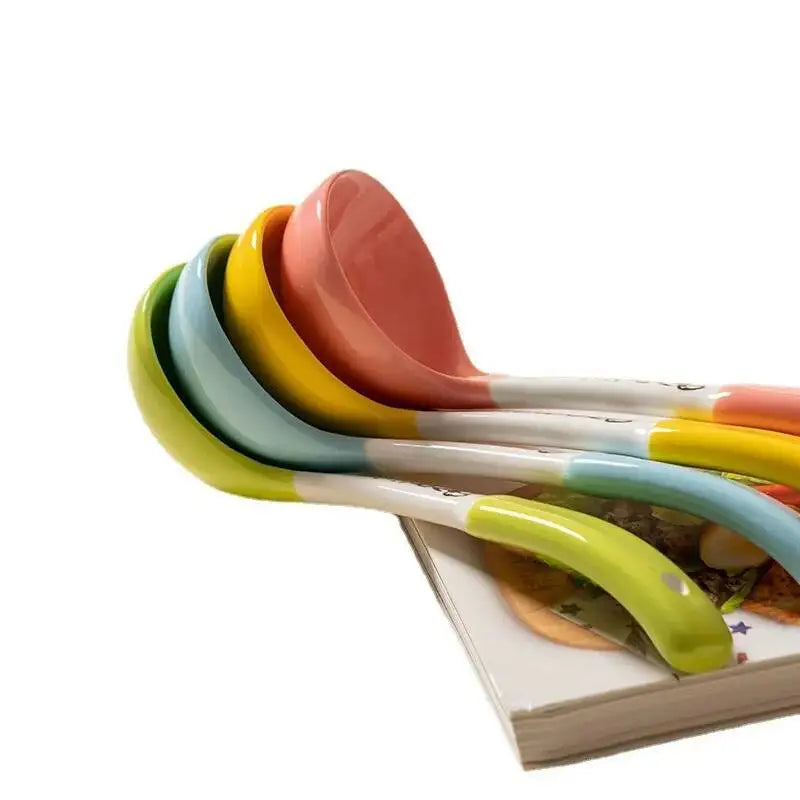 Ceramic Large Soup Spoon Ceramic Tableware Household Public Porridge Noodle Soup Spoon Large Soup Spoon Kitchen Cooking Utensil Oasis Select