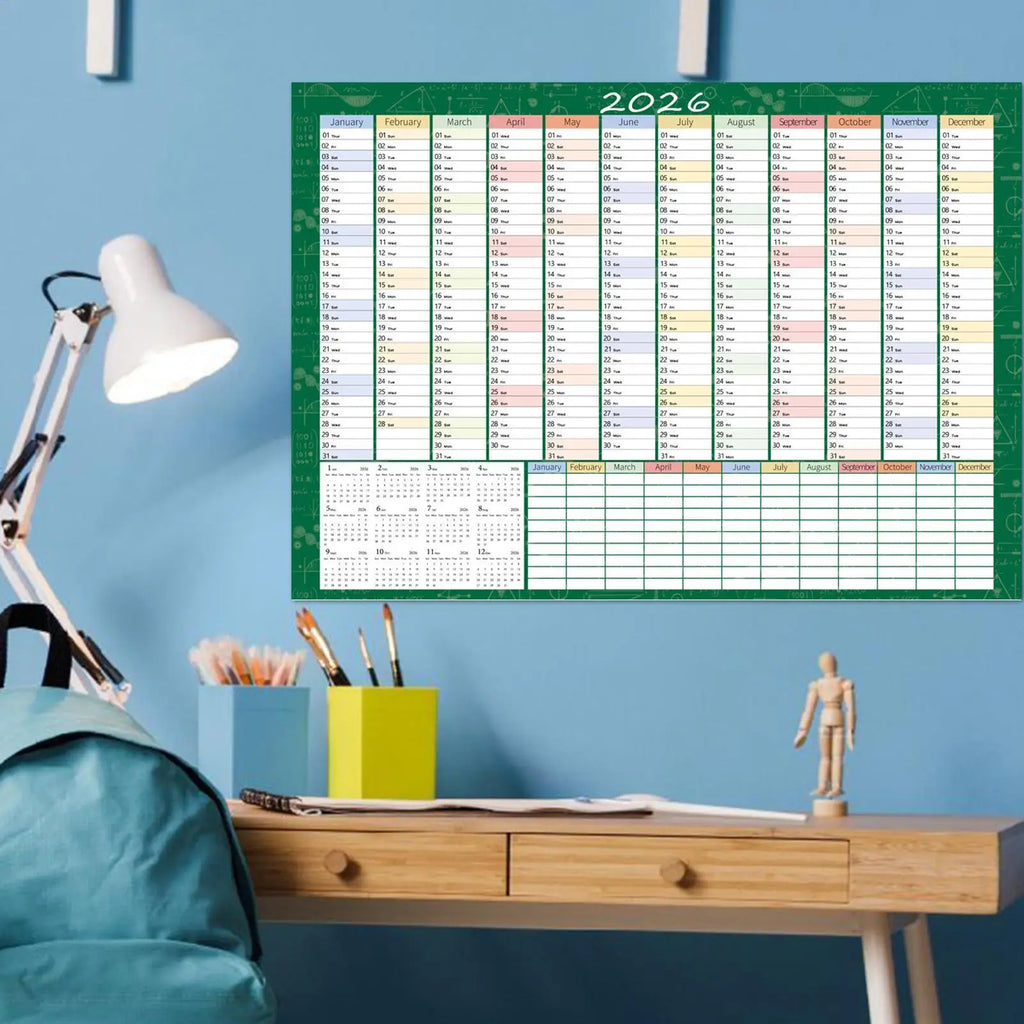 2026 Year Calendar Goal Setting Schedule Tracking Large Year Wall Calendar 2026 for Study Dorm Living Room Bedroom Apartment Oasis Select
