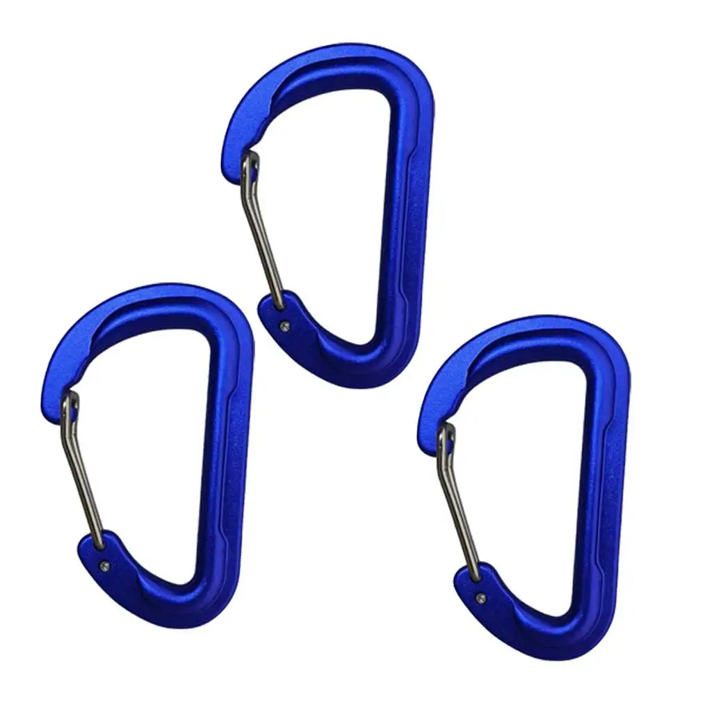 3 pc Outdoor Camping Aluminum Alloy Carabiner Keychain Hiking Backpacking Organizer Hook Mountaineering Hanging Spring Gate Lock Oasis Select blue 3 pcs
