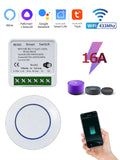 Tuya WiFi Smart Light Switch 16A 433MHz Wireless Remote Control Relay Controller Voice Control Works With Alexa Google Home Oasis Select 1Receiver 1Switch