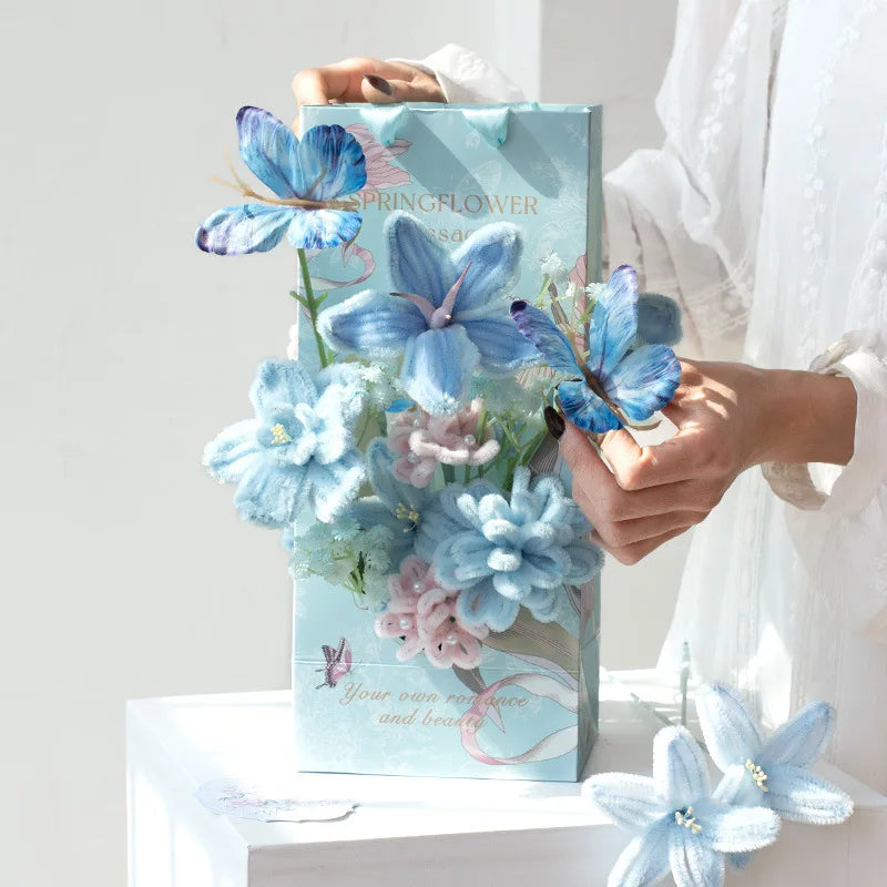 Teacher's Day Twisting Stick Handmade Bouquet Flower Box DIY Material Gift Girlfriend Graduation Gift Best Friend Teacher Oasis Select blue
