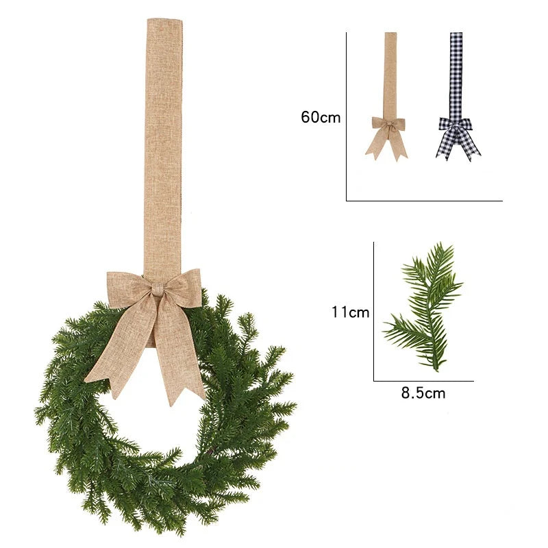 New Christmas Simulation Wreath with Bow Ribbon Pine Needle Vine Ring Door Garland Hanging Ornaments Party Home Decor Gifts Oasis Select Style 4