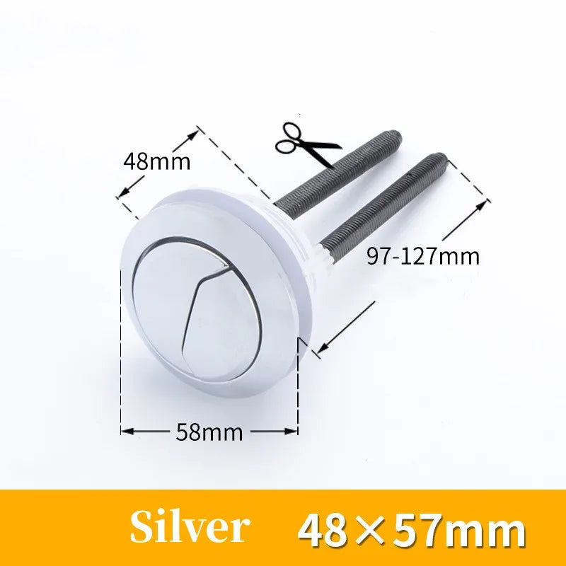 Universal Dual Flush Toilet Water Tank Button Round Shape Toilet Push Dual Flush Buttons Bathroom Push Switch 58/48/38mm Oasis Select Dual Button 48x57mm