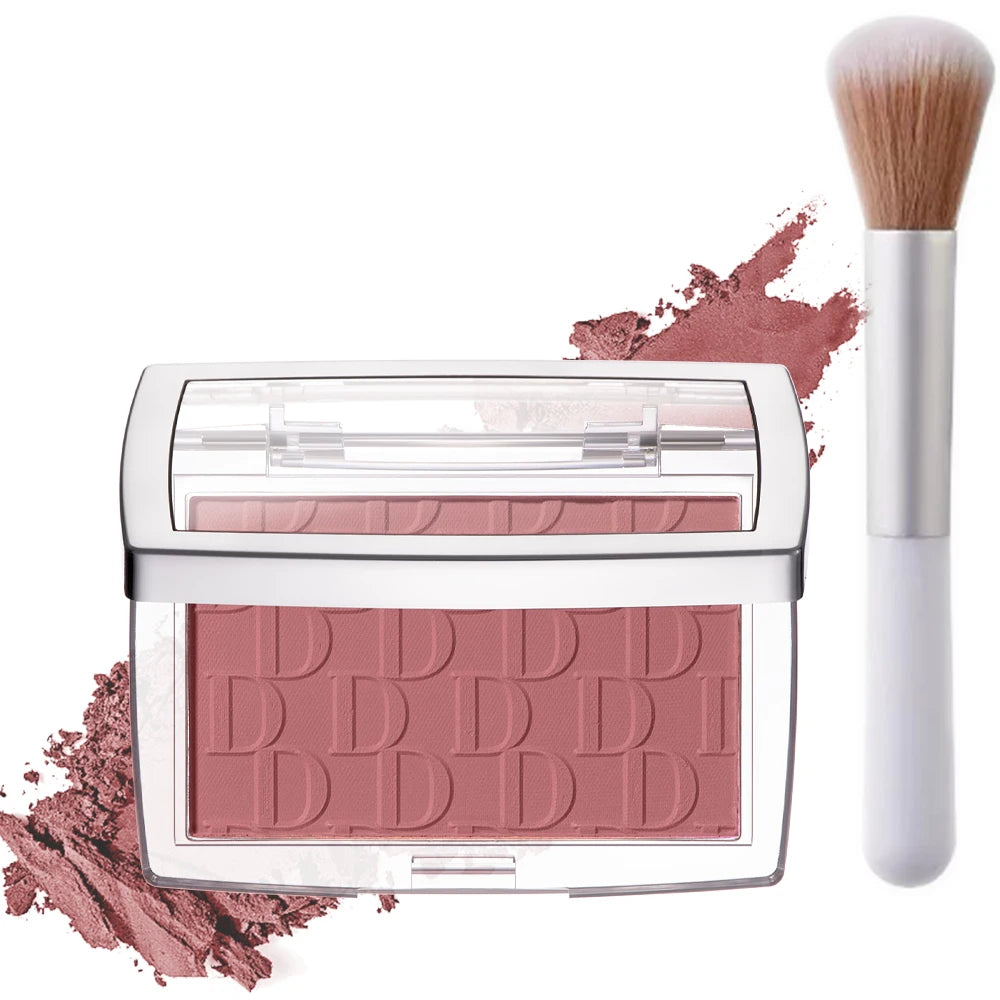2pcs Matte Embossed Blush Palette High Pigmented Pink Coral Cheek Blush Powder With Professional Makeup Brush Oasis Select 012