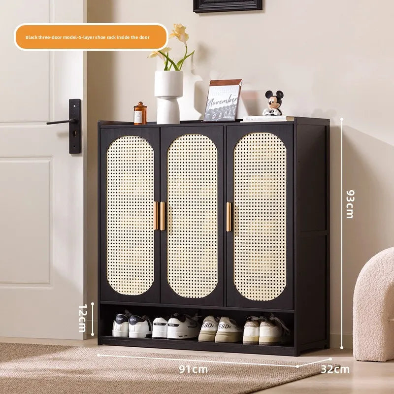 Cream wind arc door shoe cabinet living room household entrance entrance multi-layer shoe rack dormitory storage cabinet storage Oasis Select Black 3-7