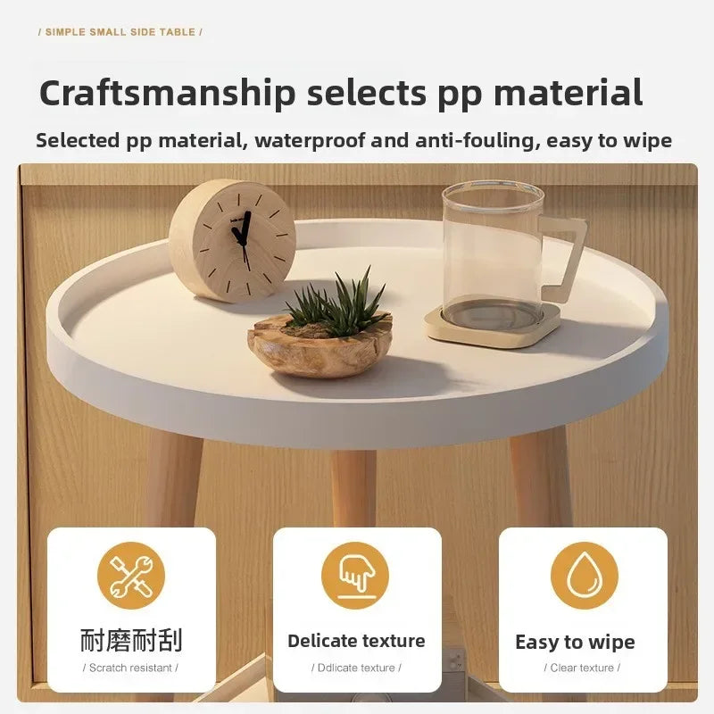 Multi-functional Small round table small apartment bedside table bedroom coffee table rack Oasis Select