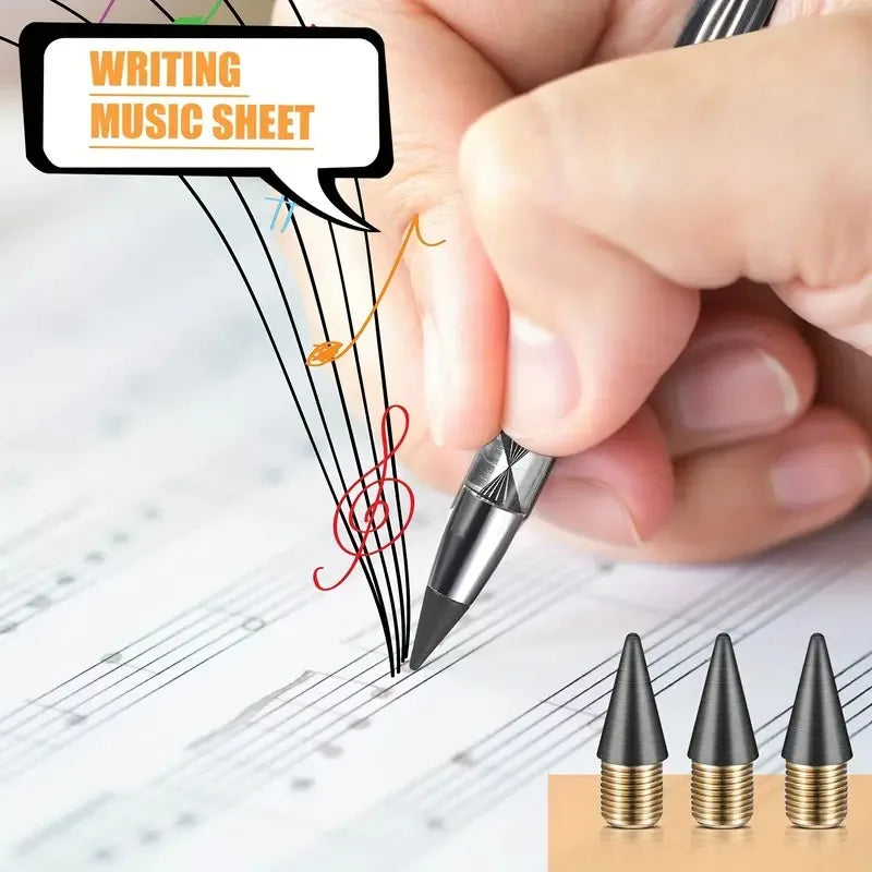 12/24pcs Permanent pencil replaceable refills Infinite pencil graphite nib metal nib inkless pencil eternal replacement head Oasis Select