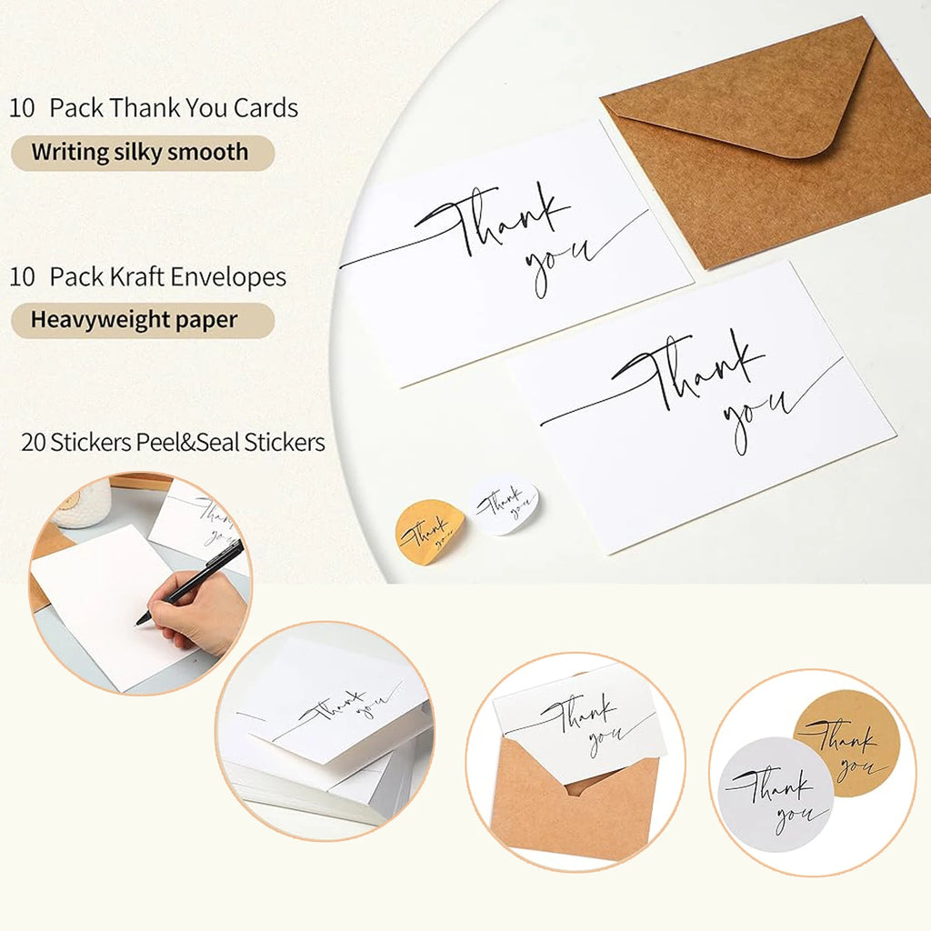 20-pack Thank You Cards Bulk with Envelopes & Stickers Perfect for Business, Weddings, Baby & Bridal Showers, Graduations Oasis Select