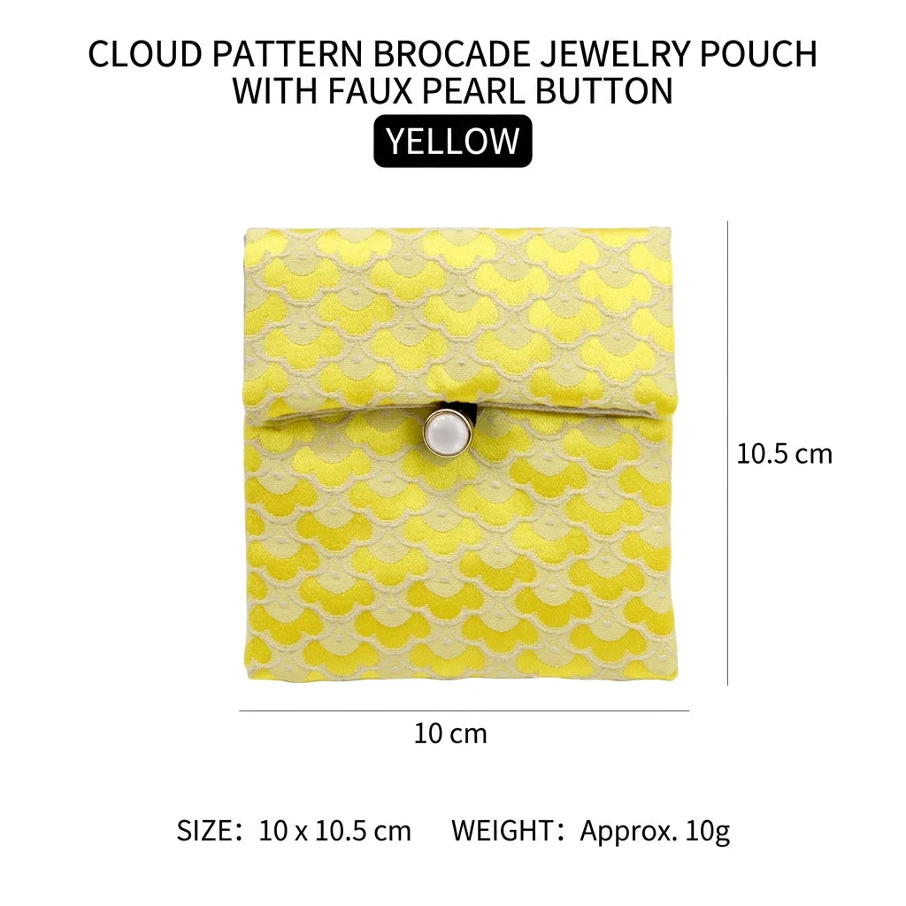 Vintage satin jewelry, stationery, storage bags, double-layer jewelry necklaces, bracelets, button packaging Oasis Select Yellow