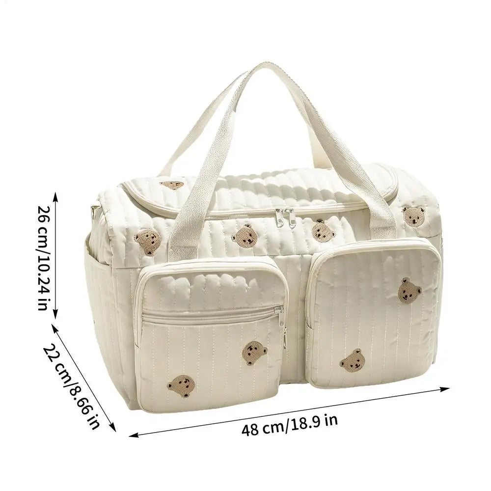 Diaper Bag For Travel Cartoon Bear Diaper Bag With Compartment Spacious Nappy Pouch momma Bag For Travel Camping Home Shopping Oasis Select White