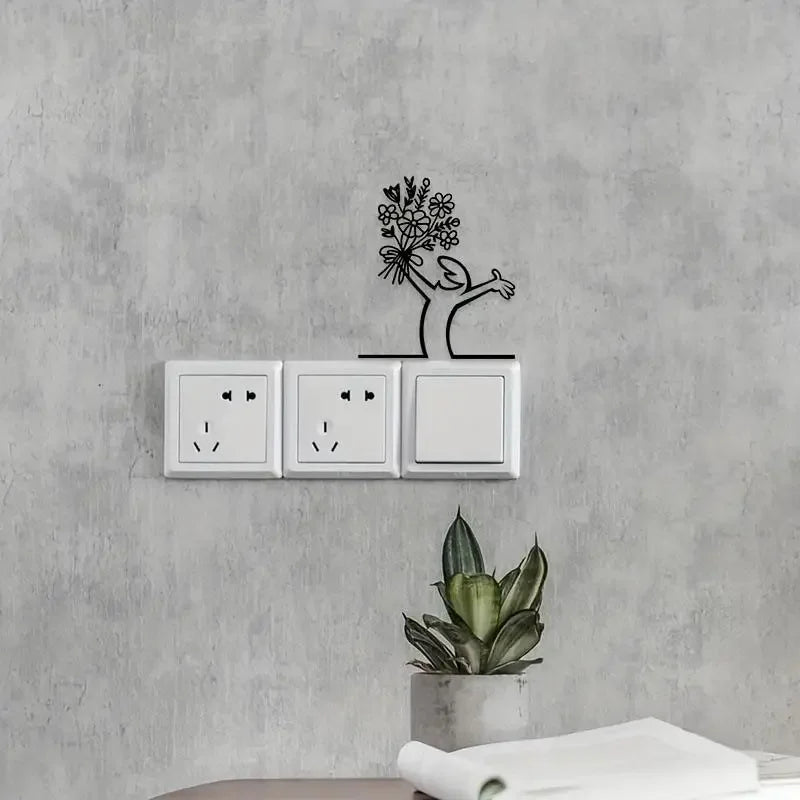 Modern Metal Poster Line Figure Switch Sticker for Easy Hang Installation Living Room Bedroom Decor Oasis Select