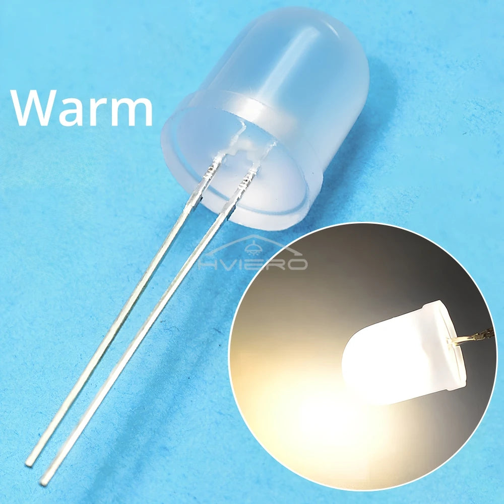 10mm Diffused LED Beads 50/250pcs | Ultra Bright DIY Diodes
