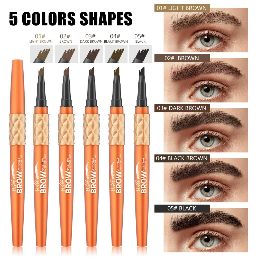 Hello Kiss 4-Tip Liquid Eyebrow Pen – Waterproof, Long-Lasting