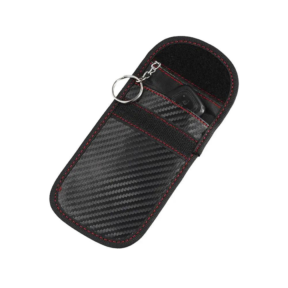 Carbon Fiber Car Key Faraday Pouch – Anti-Theft Signal Blocker