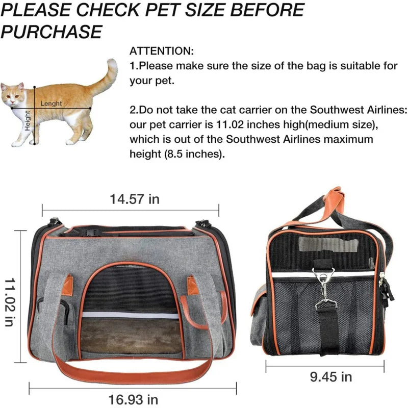 Cat Dog Carrier Airline Approved Soft Sided Pet Travel Bag, Car Seat Safe Carrie Oasis Select
