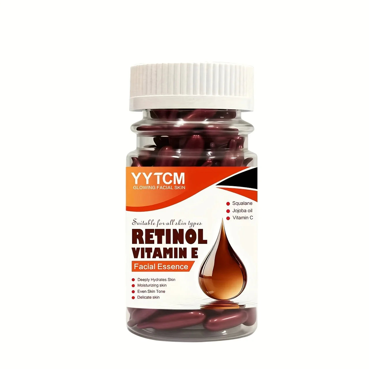 Retinol Vitamin E Deep Moisturizing Capsule Essence, Hydrates, Firms, and Smooths Skin, Contains Plant-Based Squalane, Vitamin C, Deep Moisturizing and Brightening Skin Essence (0.4Gx90 Capsules)/Bottle-1 Bottle Oasis Select 1 Bottle