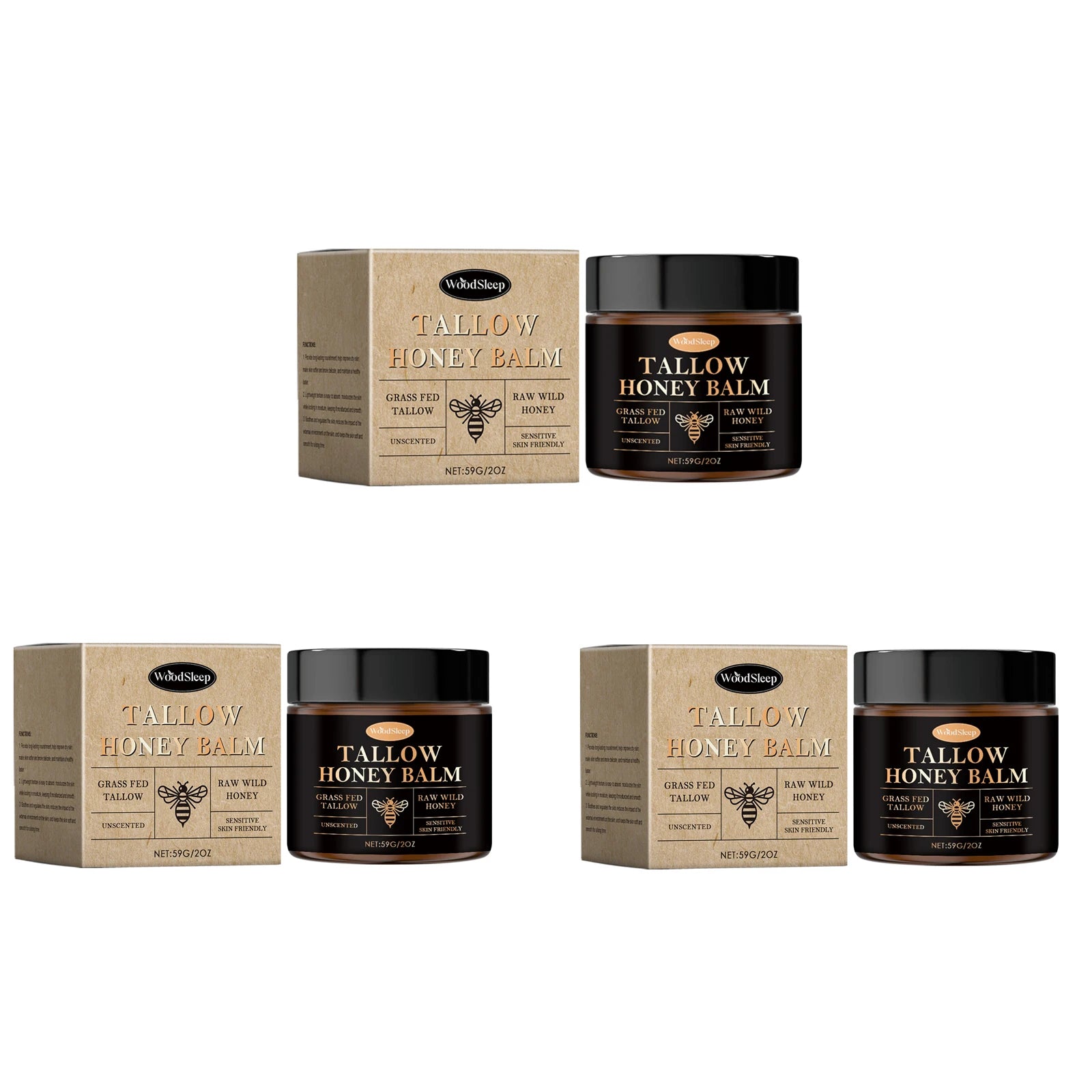 WOODSLEEP Tallow Honey Balm – Moisturizing Face Hand Body Balm Moisturizing Body Balm Oasis Select Buy 1 Get 2 Free