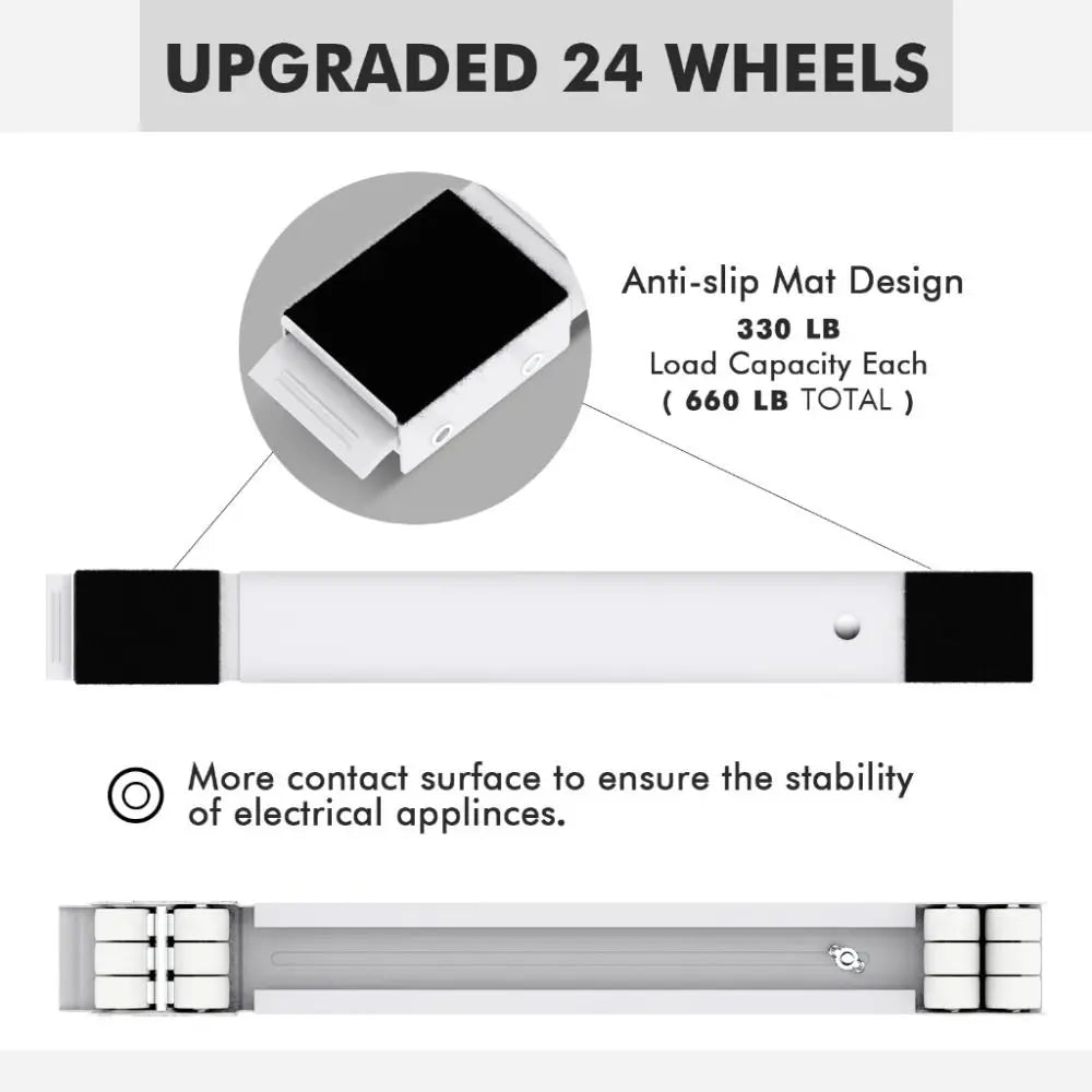 2PCS 24 Wheel Washing Machine Base Holder Movable Adjustable Refrigerator Universal Wheels 360° Rotation Furniture Moving Tools Oasis Select