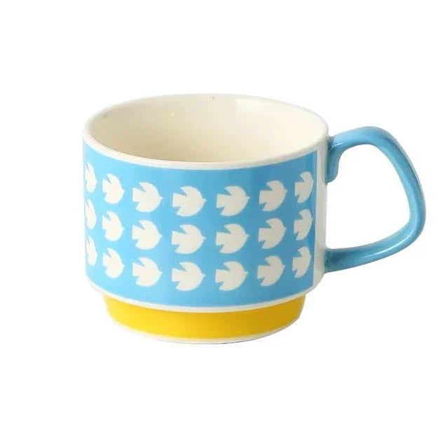 300ml Japanese Flower Coffee Mug Set Retro Ceramic Milk Oats Mug Office Water Handgrip Cup Kitchen Party Drinkware Set Oasis Select C 300ml