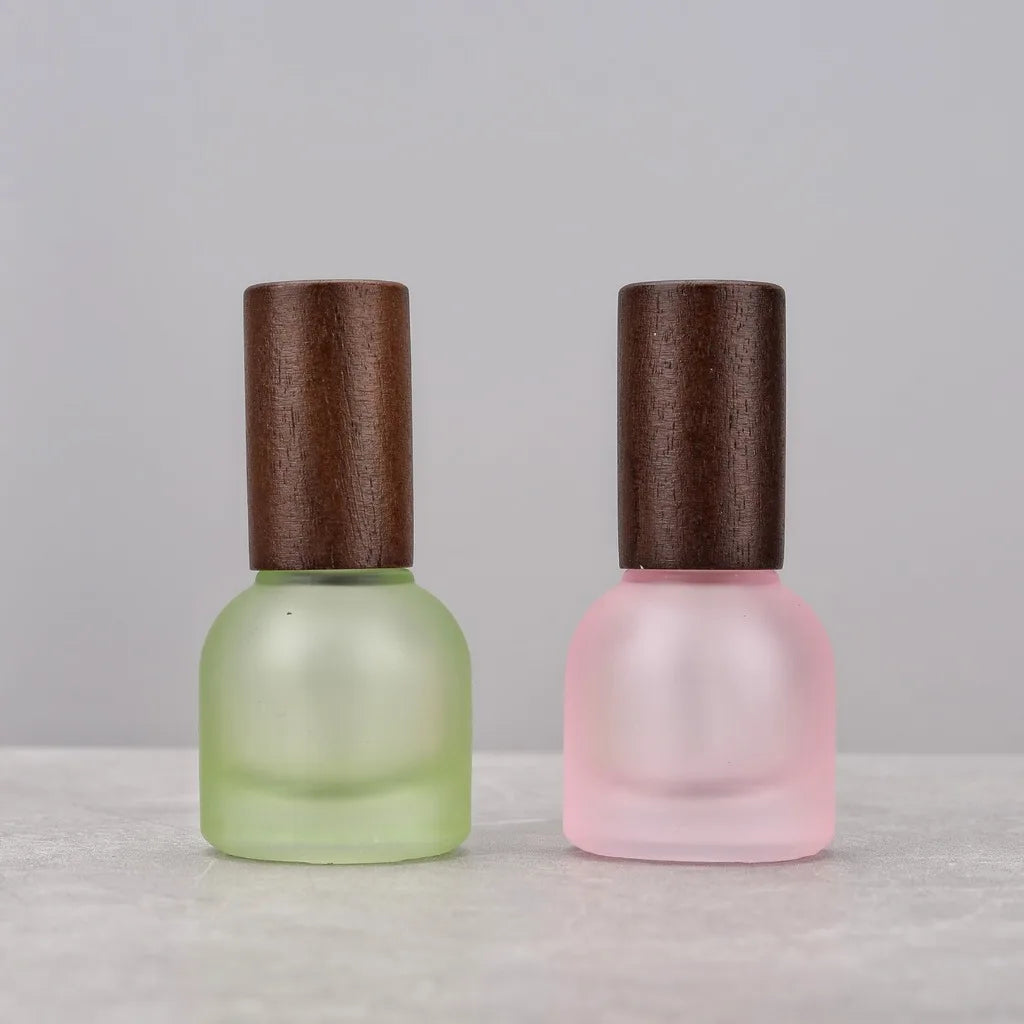 10ml Refillable Perfume Bottle Frosted Glass Spray Bottle Portable Empty Perfume Bottles With Wooden Cap for Travel Storage Oasis Select