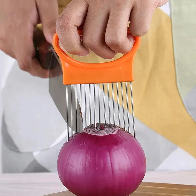 1/2/3/4pcs Effortlessly Slice Onions with this 1pc Colorful Onion Slicer Kitchen stainless steel potato chip onion holder Oasis Select