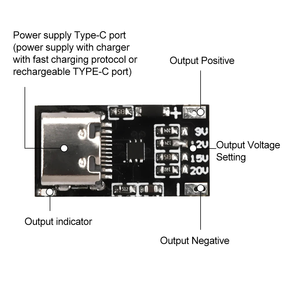 USB-C PD Trigger Board Module PD/QC Decoy Board Fast Charge USB Type-c to 12v High Speed Charger Power Delivery Boost Module Oasis Select