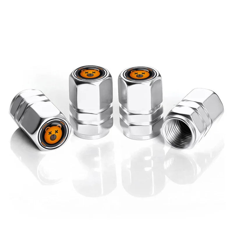 4 PCS Car Tire Valve Stem Caps, Air Caps Cover with Skull Pattern, Dust Proof Metal Valve Stem Covers Oasis Select Silver-N