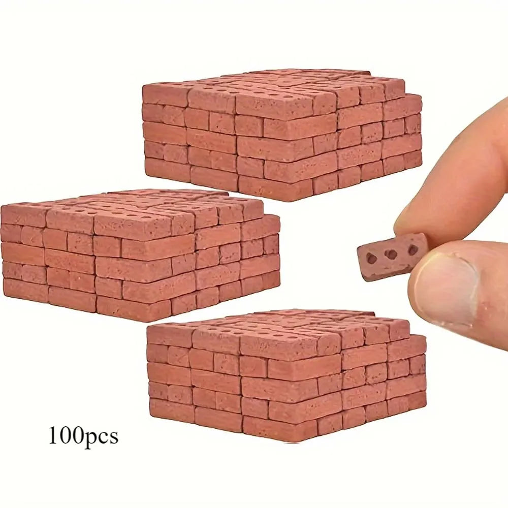 Mini Red Brick 100/200pcs -DIY Miniature Brick Building Realistic Fake Bricks, for Fairy Garden Construction,Party Decorations Oasis Select