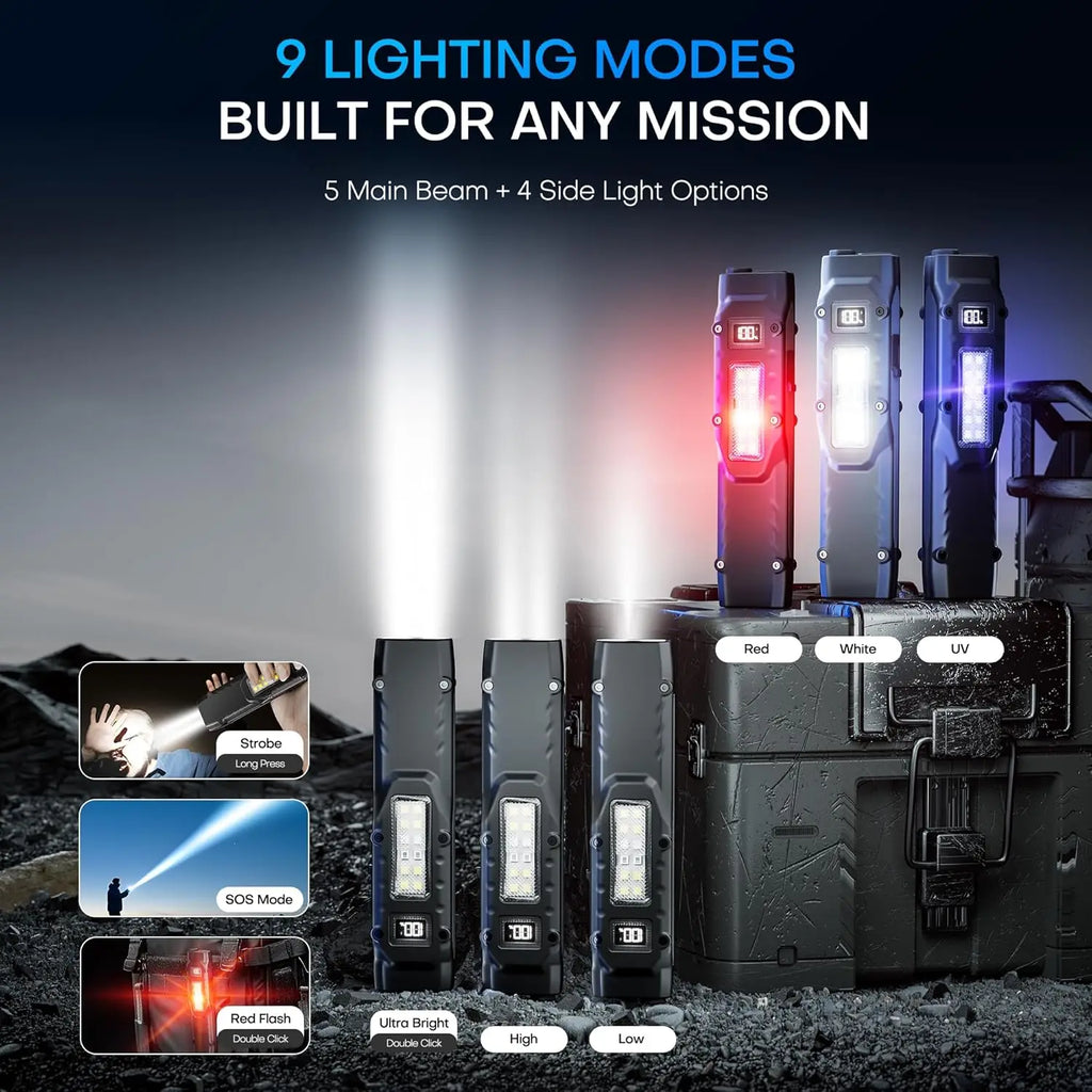 ZHIYU EDC Tactical Flashlight 1200 Lumen Dual LED+COB USB-C