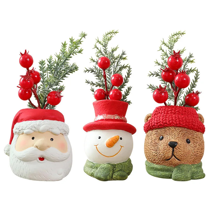 Santa Claus Figurine Christmas Decor Snowman Ornament for Home Table Centerpiece Mantelpiece Shelf Winter Holiday Decoration Oasis Select
