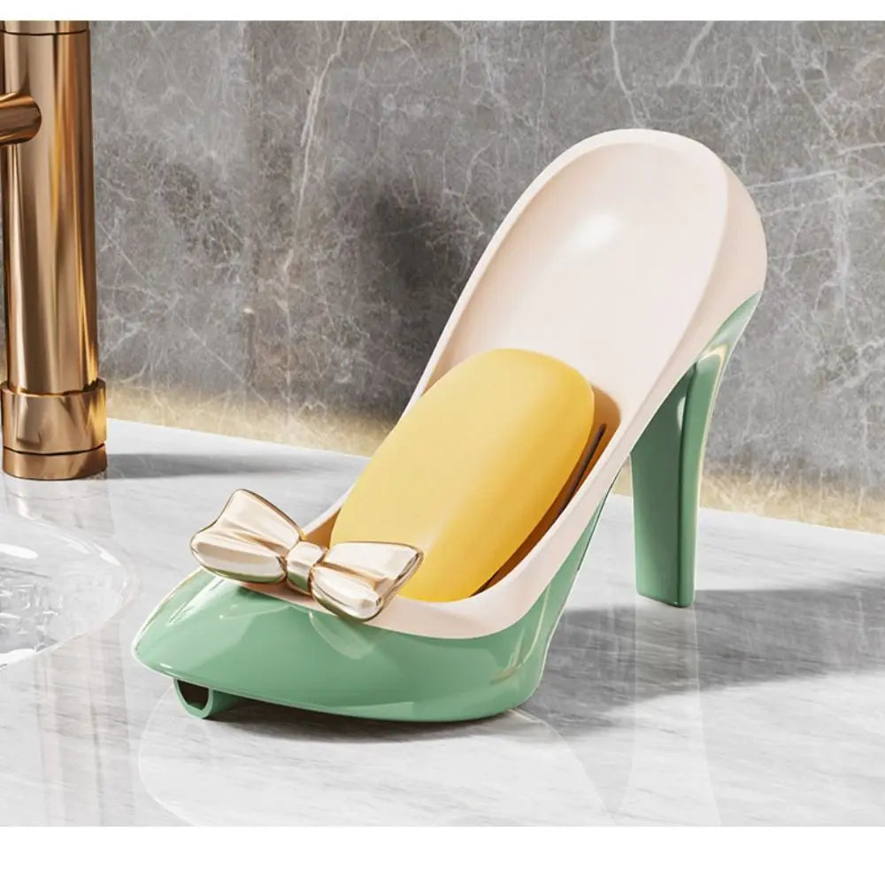 New Plastic Bathroom Soap Container Anti-slip Suction Cup Kitchen Sponge Storage Rack Funny High Heels Shape Soap Drain Box Oasis Select
