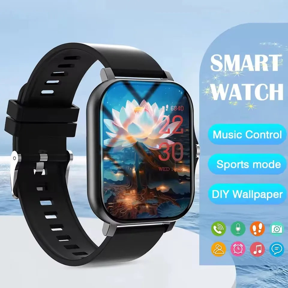Men Women Smart Watch 1.83'' Waterproof Fitness Sports Watch Answer Call Sleep Sport Pedometer Information Alerts Smartwatch New Oasis Select Black