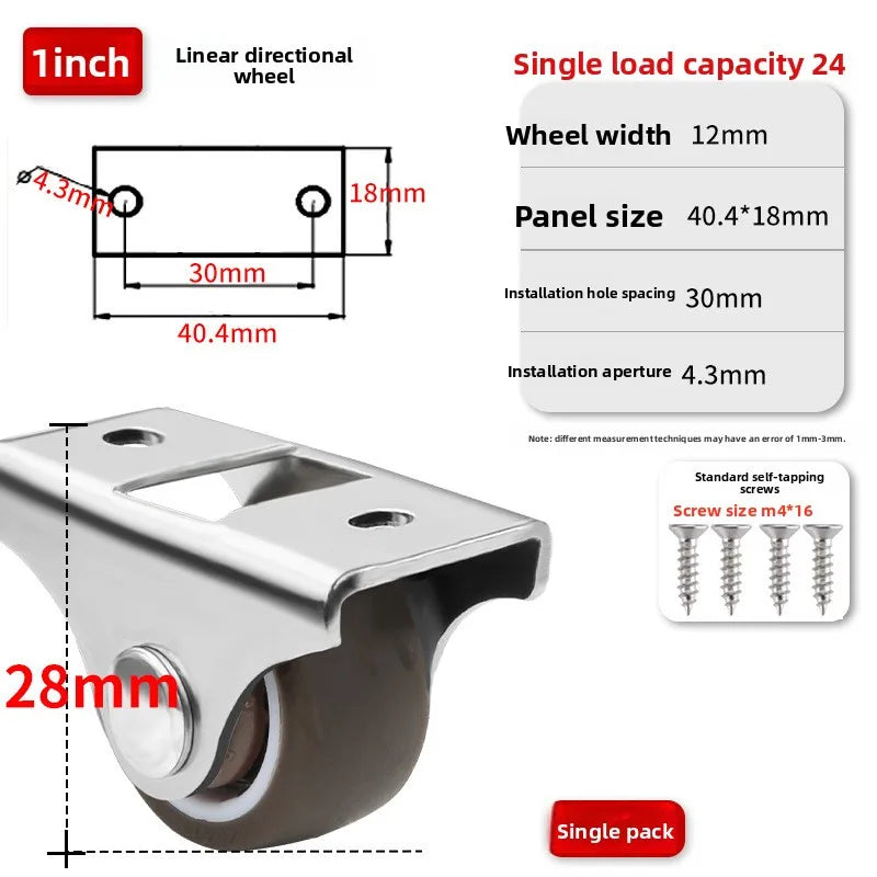 4Pcs Silent Rubber Casters, Drawer Wheels, for Furniture, Kitchen Cabinet Table ,of Side Installation Low Profile Replace wheel Oasis Select 4PCS E