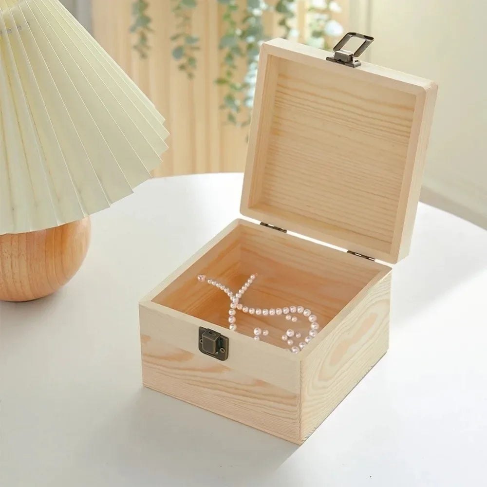 Retro Pine Wood Clamshell Storage Box – Jewelry & Gift Box
